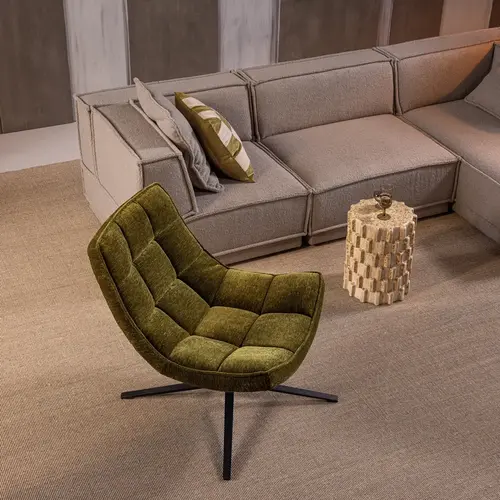 Woood Draaifauteuil Maudi - Chenille Groen Woood Draaifauteuil Maudi - Chenille Groen