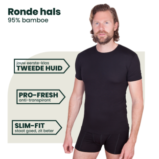 2-pack Austin Bamboe T-shirts Rond -  Zwart