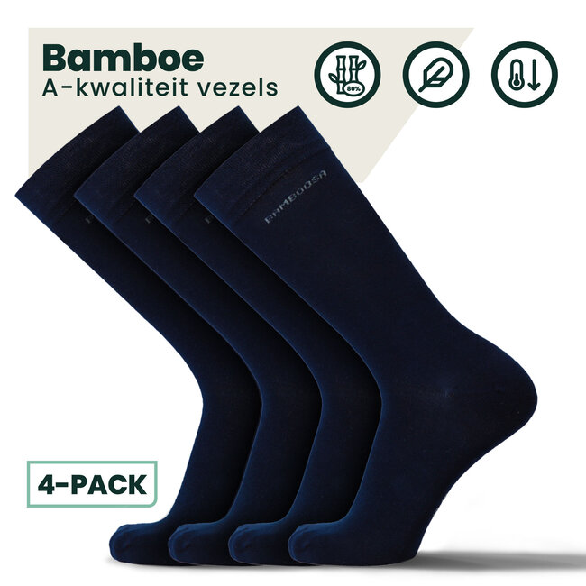 4-pack Jason Bamboe Sokken -  Marineblauw