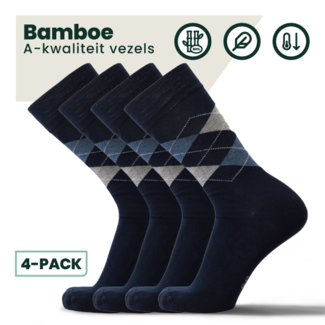 4-pack Steve Bamboe Sokken -  Marineblauw