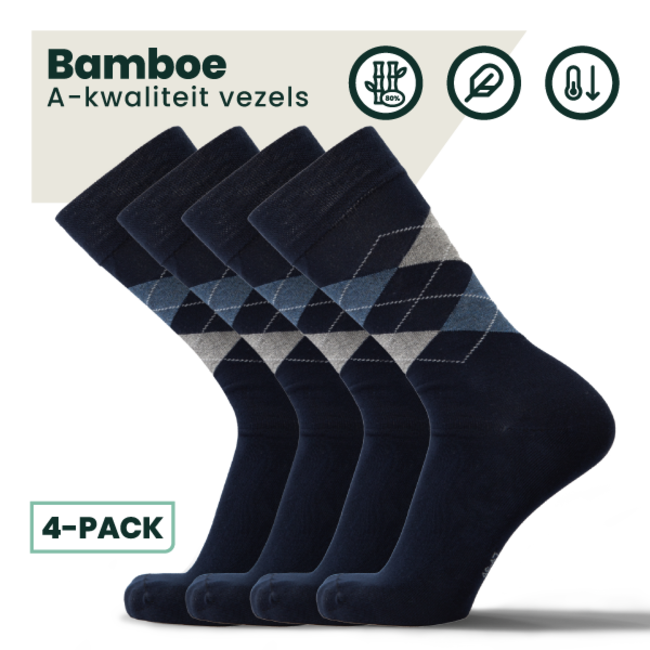 4-pack Steve Bamboe Sokken -  Marineblauw