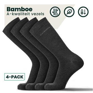 4-pack Jason Bamboe Sokken - Antraciet