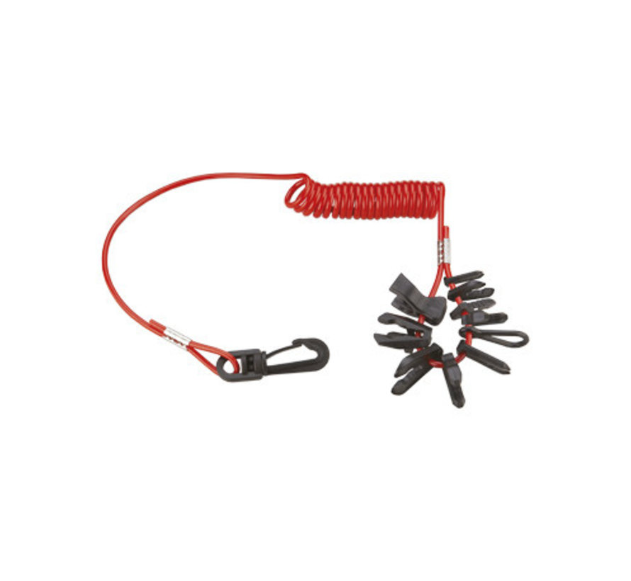 Allpa Dodemanskoord Noodstopclips set met Spiraalsnoer voor buitenboordmotor