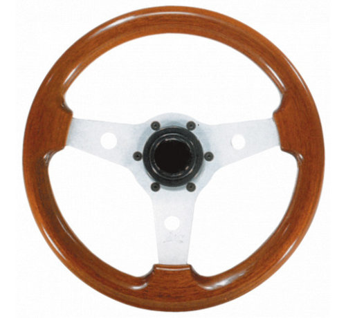 Allpa Allpa 3-Spaaks stuurwiel Imola zilver aluminium met mahoniehouten rand – Ø310 mm