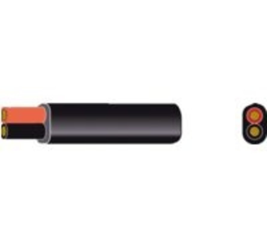 Platte pvc kabel zwart 2x0.75mm² rood/zwart (5m)