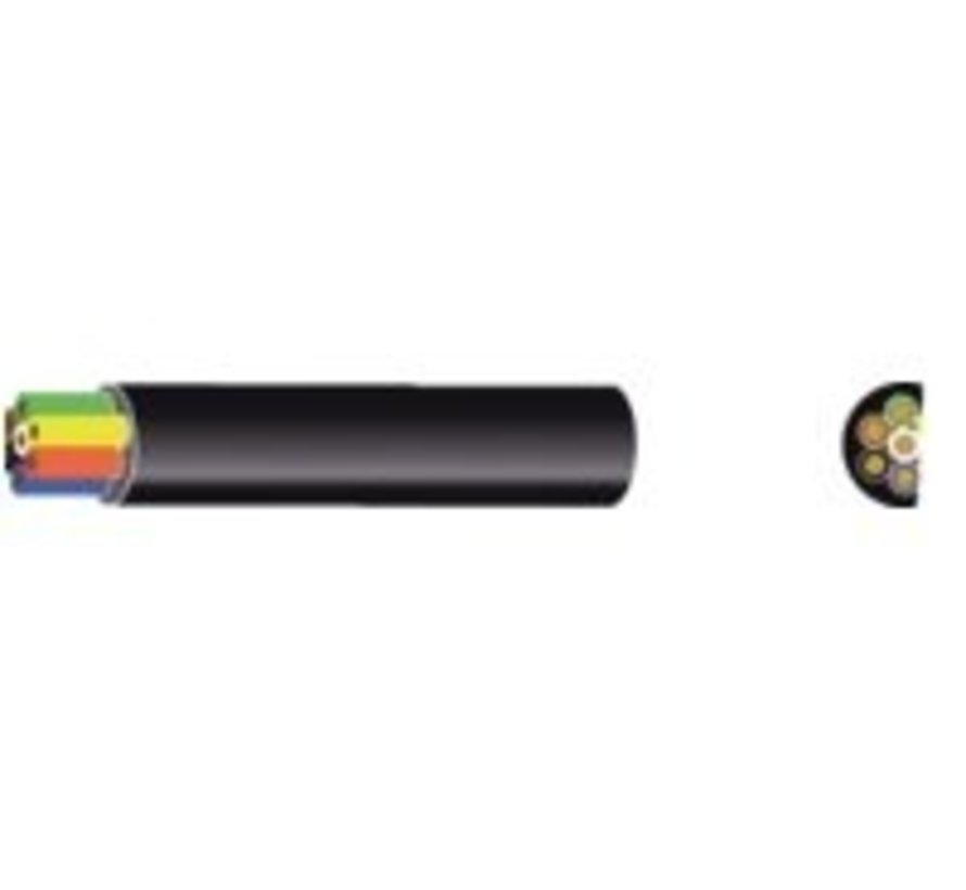 Ronde pvc kabel zwart 3x1.50mm² rood/zwart/groen
