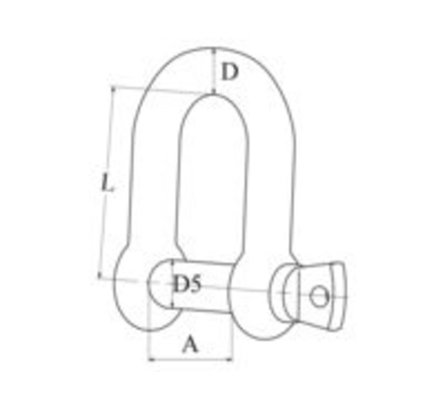 D-sluiting rvs 6mm