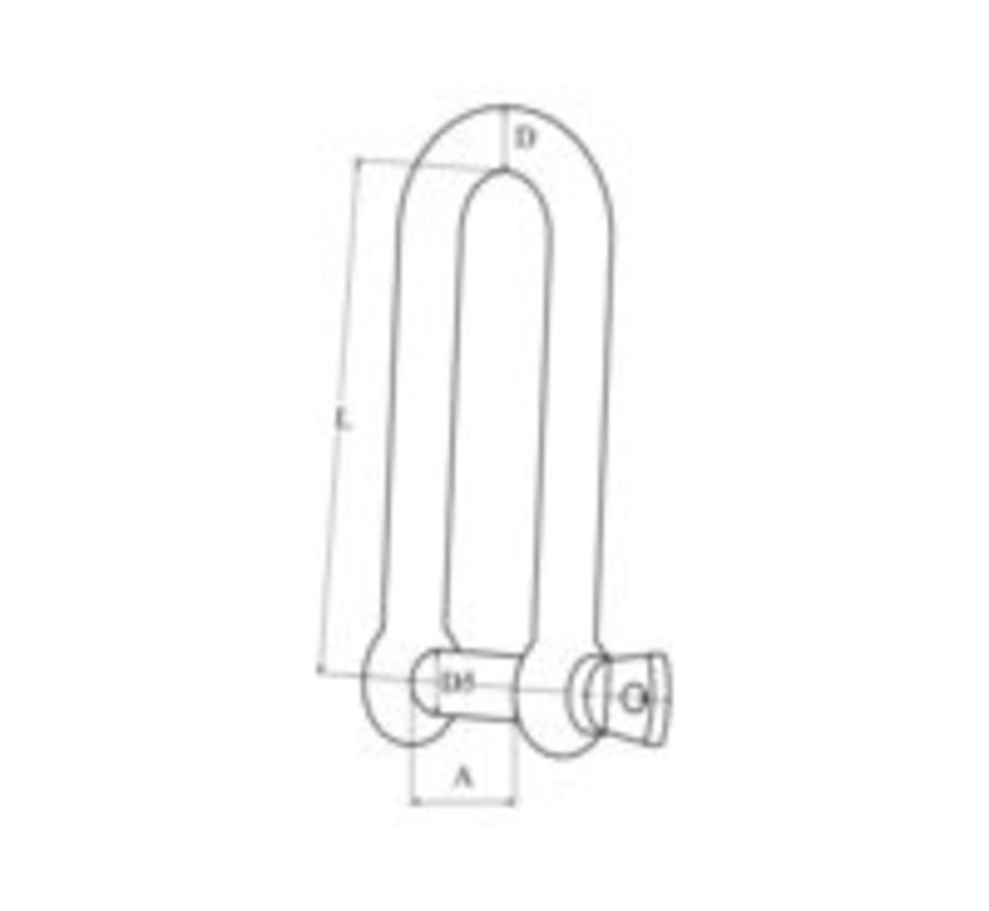 D-sluiting rvs lang 5mm