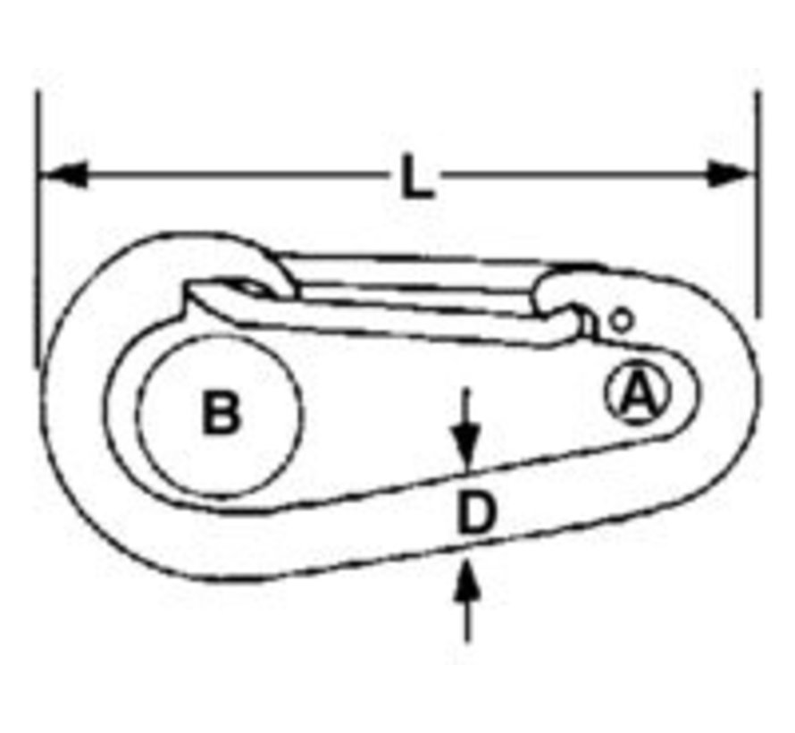 Karabijnhaak symetrisch 6mm