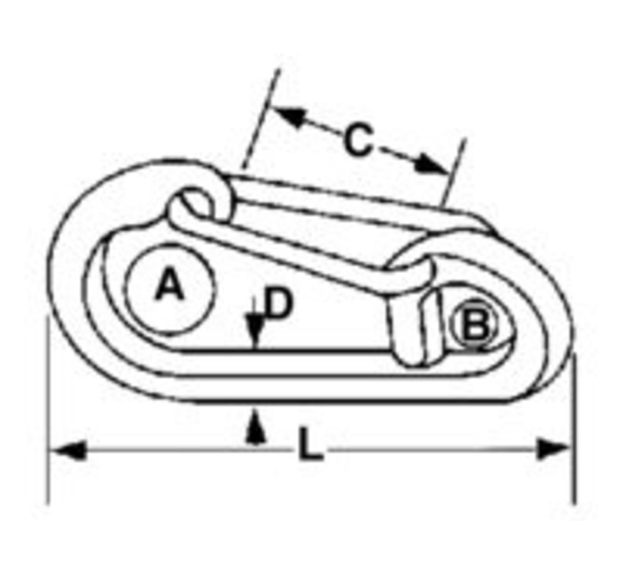 Karabijnhaak symetrisch 6mm