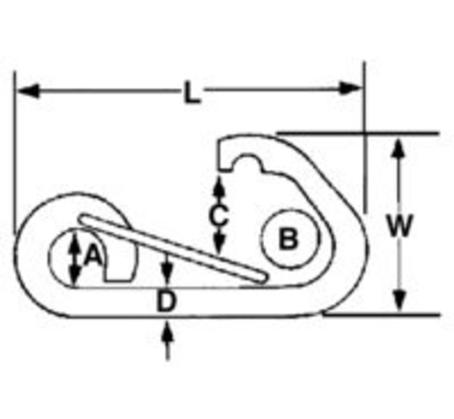 Karabijnhaak asymetrisch 8mm