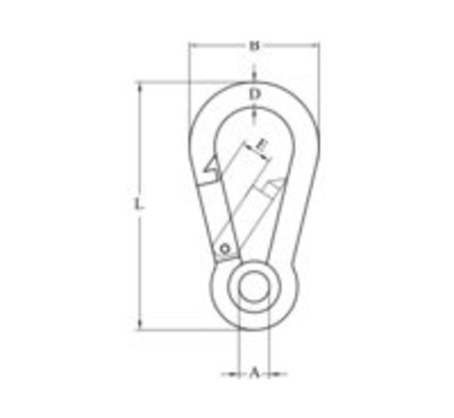 Karabijnhaak met oog 70mm