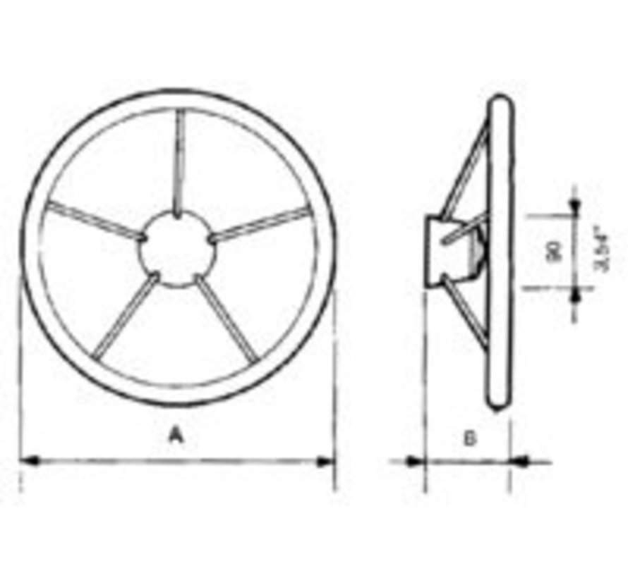 V23, A = Ø 400mm (15,7''), B = 110mm (4,3")