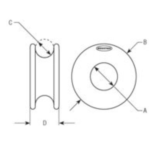 Ronstan Low friction ring 22x8x11mm zwart