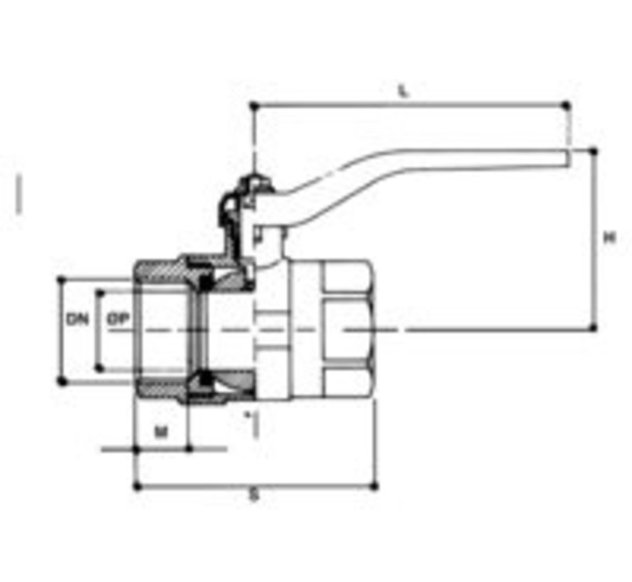 Kogelafsluiter messing 1/4