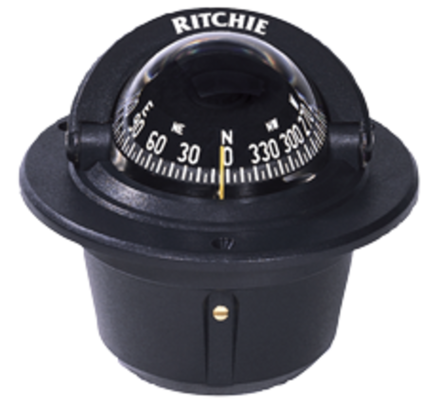 Ritchie Kompas model Explorer F-50  12V  inbouwkompas  roosDiameter69 9mm / 5Graden  zwart