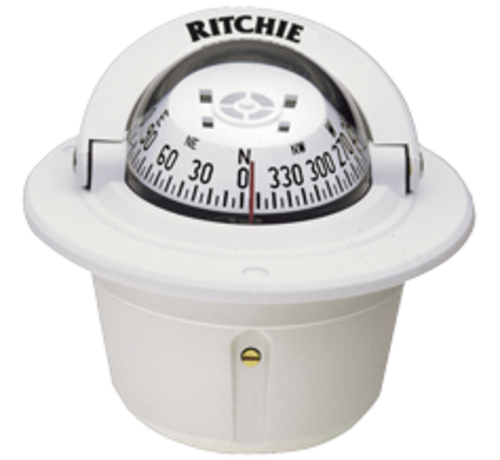 Ritchie Ritchie Kompas model Explorer F-50W  12V  inbouwkompas  roosDiameter69 9mm / 5Graden  wit