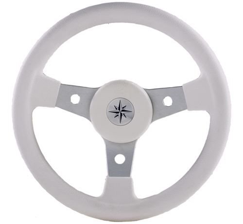 Allpa Allpa 3-Spaaks stuurwiel Delfino zilver aluminium met witte vinyl rand