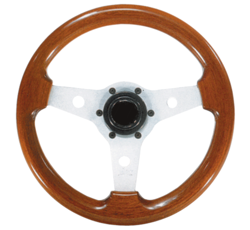 Allpa Allpa 3-Spaaks stuurwiel Imola zilver aluminium met mahoniehouten rand – Ø310 mm