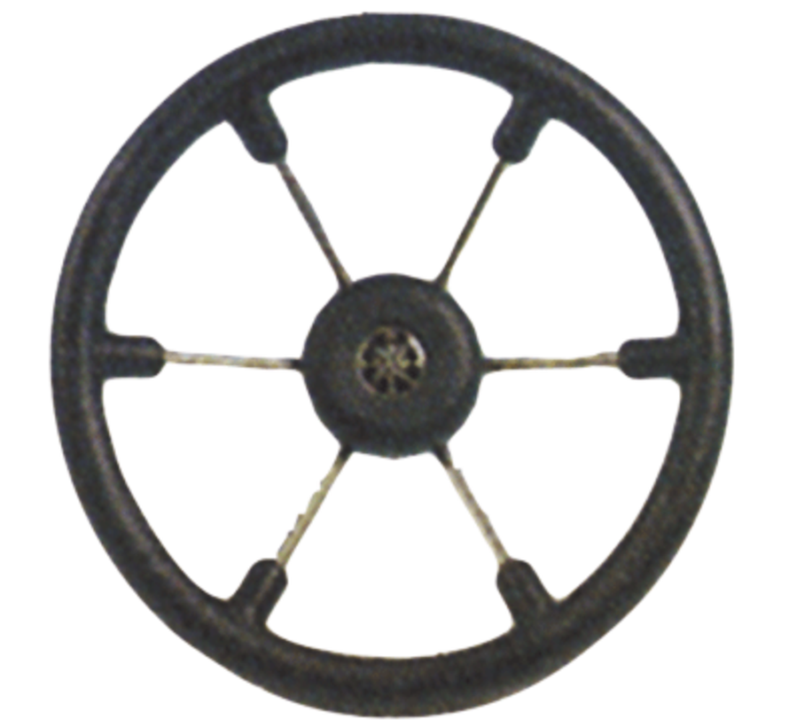 Allpa 6-Spaaks stuurwiel Leader Tanegum RVS met zwarte polyurethaan rand