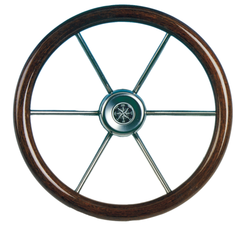 Allpa Allpa 6-Spaaks stuurwiel Leader Wood RVS met teakhouten rand – Ø360 mm