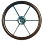 Allpa 6-Spaaks stuurwiel Leader Wood RVS met teakhouten rand – Ø360 mm