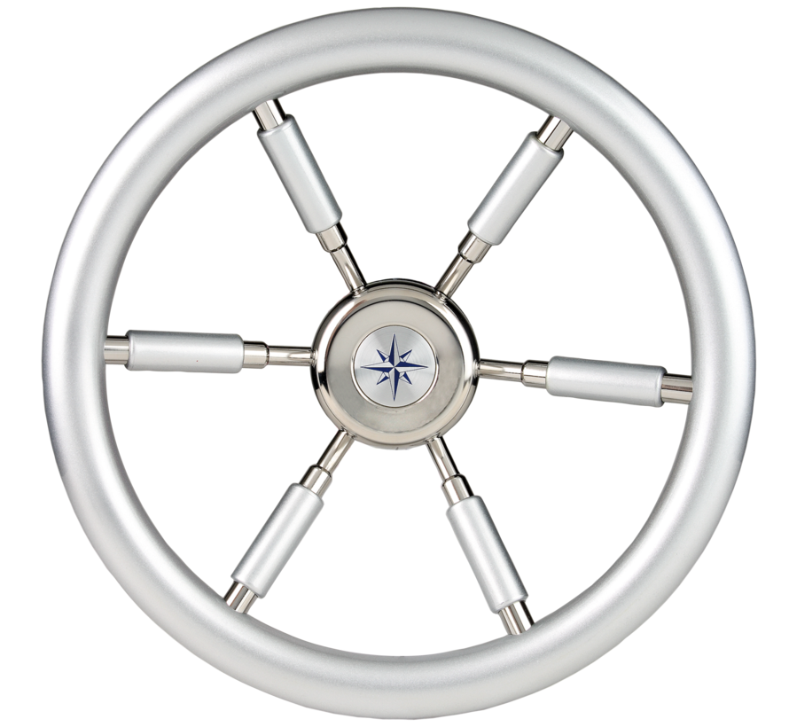Allpa 6-Spaaks stuurwiel Leader Silver RVS – Ø370 mm