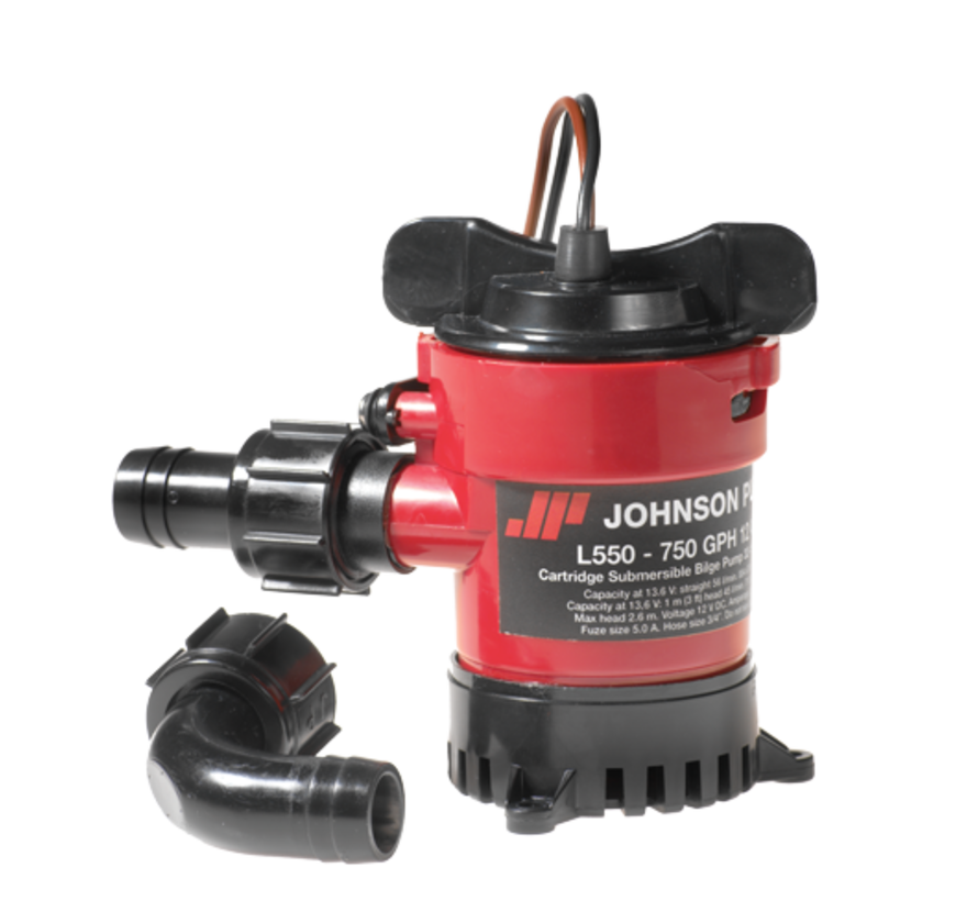 Johnson Pump L-serie bilgepomp (cartridge type) L650  24V/1 6A  61l/min  opvoerhoogte max. 3 5m