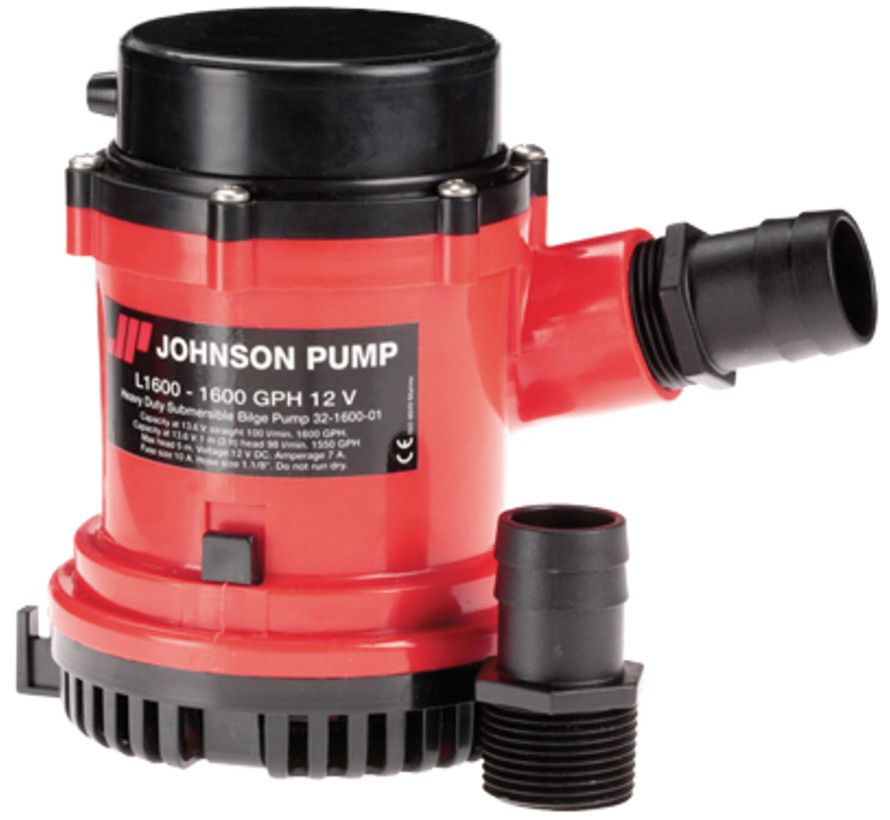 Johnson Pump L-serie bilgepomp L1600  24V/3 5A  100l/min  slangaansluiting 1-1/8 & 1-1/4