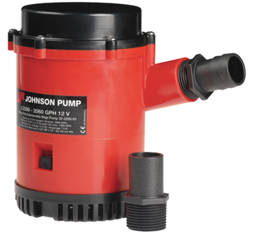 Johnson Johnson Pump L-serie bilgepomp L2200  12V/7 5A  130l/min  slangaansluiting 1-1/8 & 1-1/4