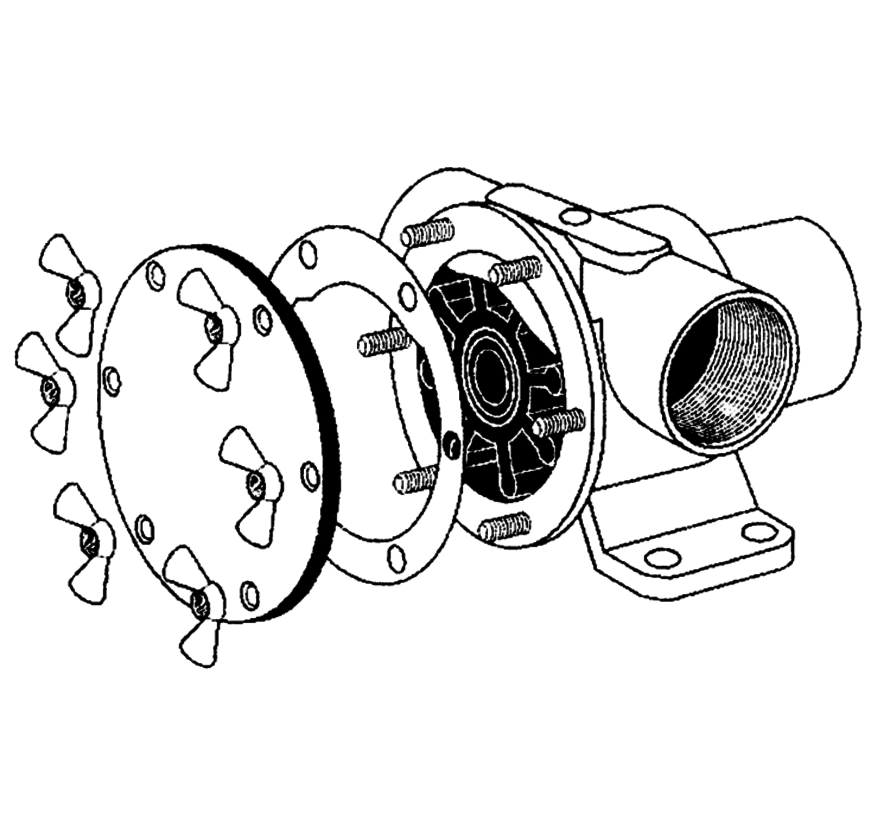 Johnson Pump set( F)  RVS vleugelmoeren Pinwing & draadeind  set F (4st. M5 x M5)