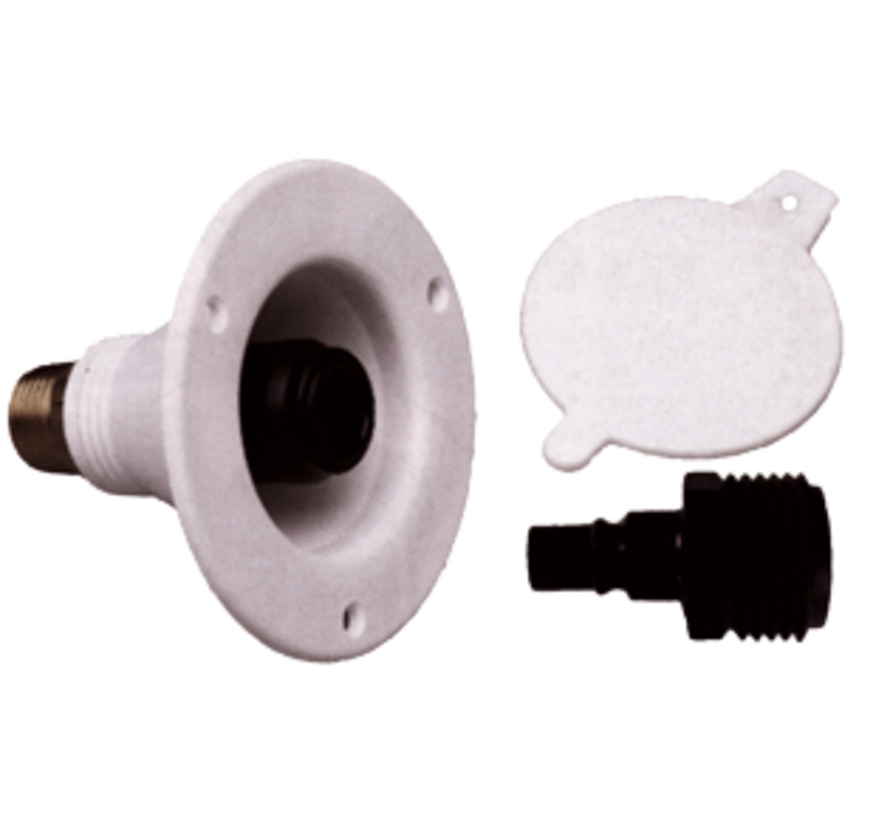 SeaTech Quick-connect wandaansluiting (Diameter 15mm) met terugslagklep  wit
