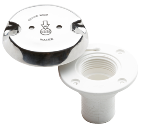 Allpa  dekvuldop  Kunststofhuis -RVS deksel  'WATER'  slangaansluiting Diameter 38mm