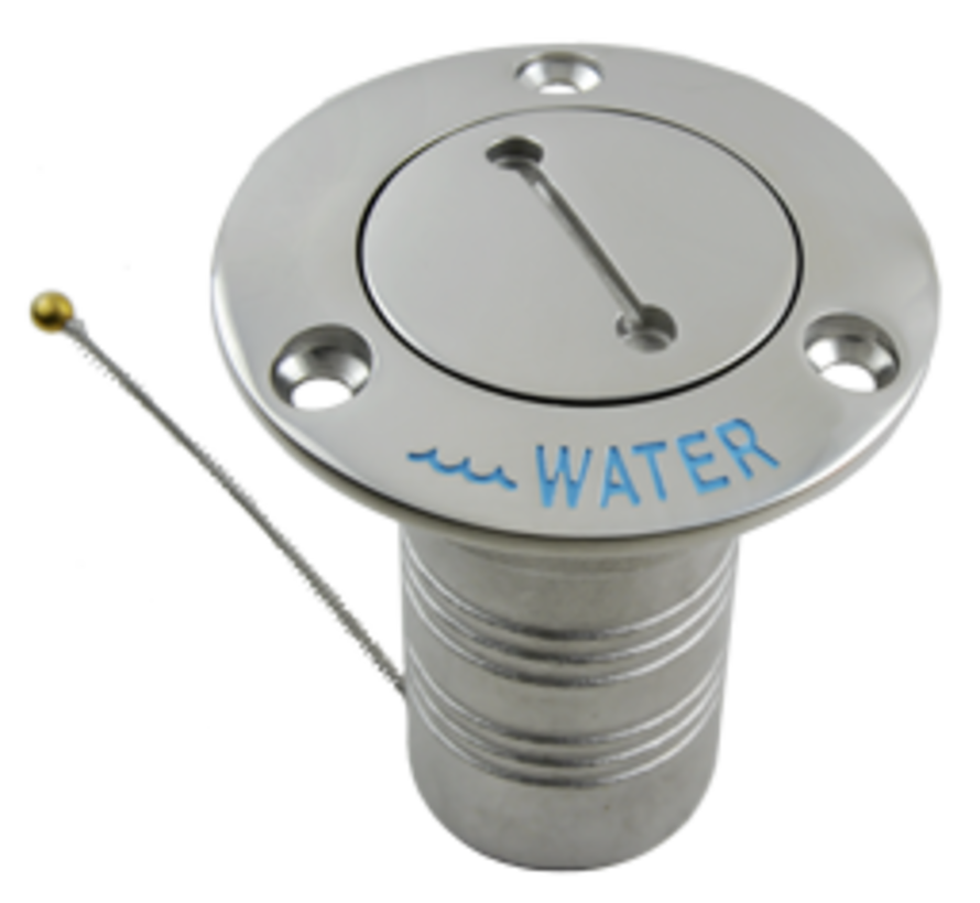 RVS Dekvuldop 'Waste'  slangaansluitingDiameter 38mm  flensDiameter 76mm  0Graden  model
