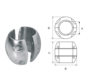 Aluminium Anode voorDiameter 40mm-as bolvormig