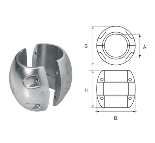 Allpa  Aluminium Anode voorDiameter 50mm-as bolvormig