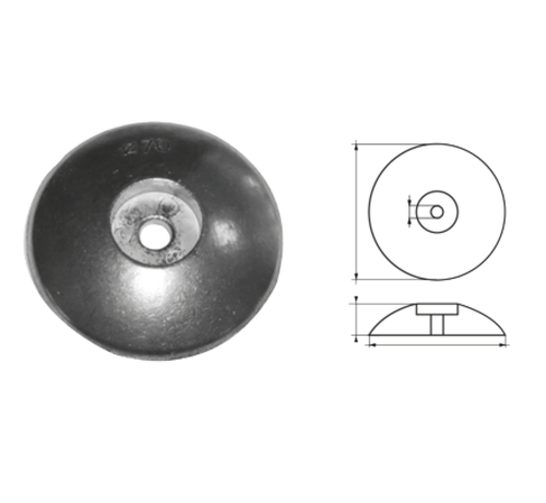 Allpa  Magnesium ronde roerblad-anodeDiameter 70mm (0 095kg)