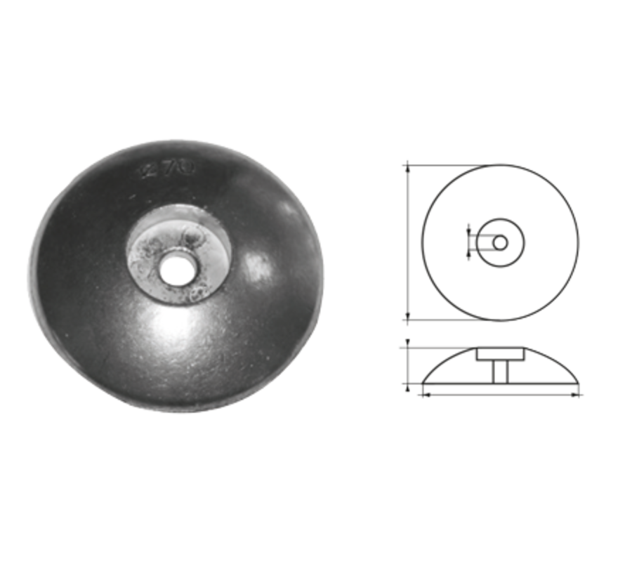 Magnesium ronde roerblad-anodeDiameter 70mm (0 095kg)