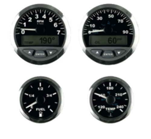 Allpa  Matrix voltmeter 10-16VDC  2  zwart met RVS-rand