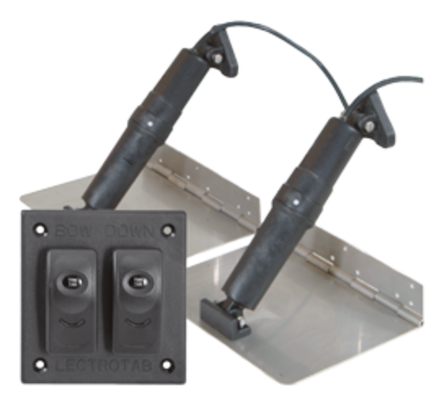 Elektrische trim tab set  9x9  12V (boot 14'-18'/4-5 5m) incl. bedienpaneel (double rocker switch)