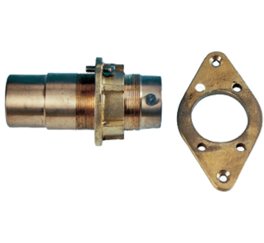 Bronzen buitenlager met contraflens, voor schroefas Ø20mm & koker Ø35mm