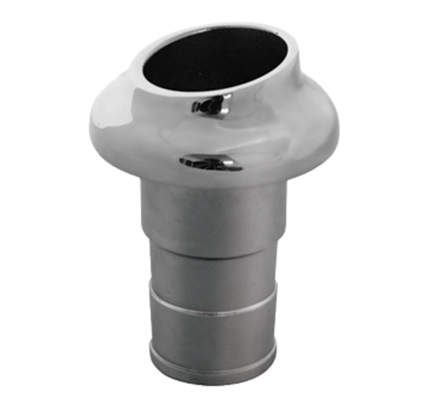 RVS uitlaat huiddoorvoer met rubber terugslagklep  Diameter 50mm  kraag Diameter 100mm