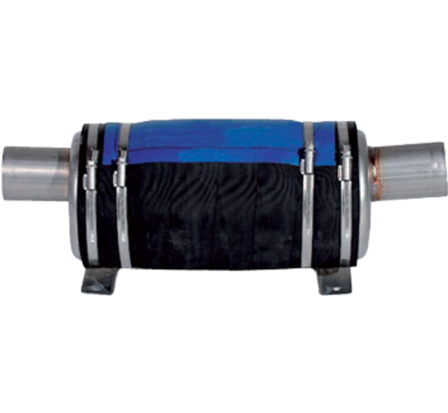 RVS waterlock / uitlaatdemper  slangaansluiting Diameter 40mm  IN=0Graden   UIT=0Graden  4l