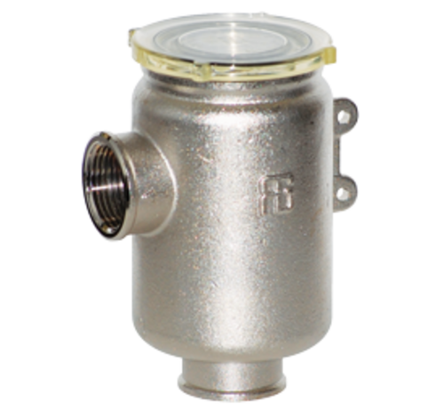 Allpa  Messing-vernikkeld koelwaterfilter met RVS 316 zeef  3/8  H=105mm  1800l/u