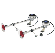 Allpa Messing verchroomde elektromagn. scheepshoornset  2-tonig  470mm  12V (115dB(A)-320/370Hz)