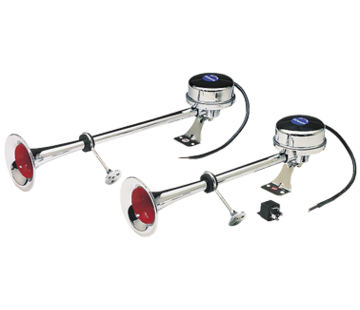 Allpa Messing verchroomde elektromagnetische scheepshoorn  1-tonig  L=470mm  12V (112dB(A)-320Hz)