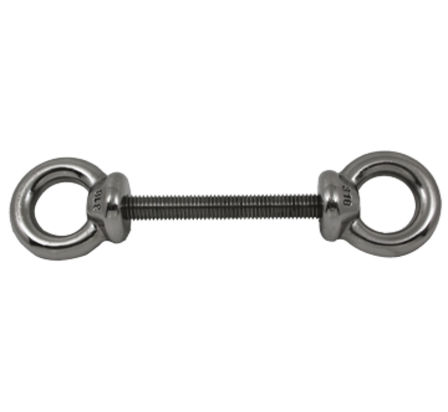 RVS dubbele ringbout (schroefoog)  A=80mm  B=8mm  C=17mm  D=116mm