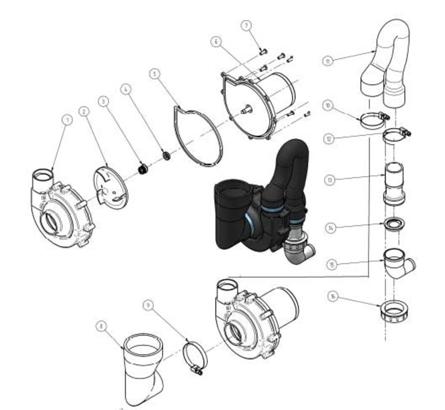 Motor 24V voor Laguna Hydro-VacuÃ¼m Elektrisch Toilet