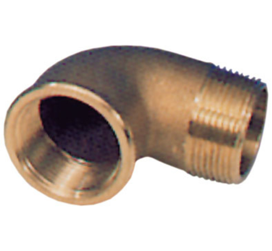 Messing 90 Graden  knie  1-1/2  binnen- & buitendraad