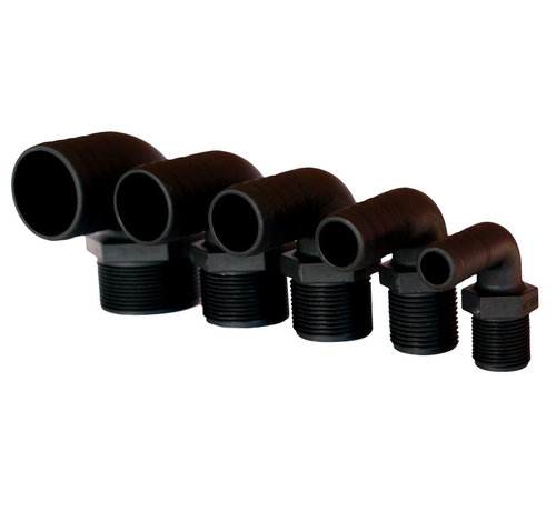 Allpa  Kunststof slangtule  haaks   Diamter 1-1/2 x 38mm  met buitendraad  zwart